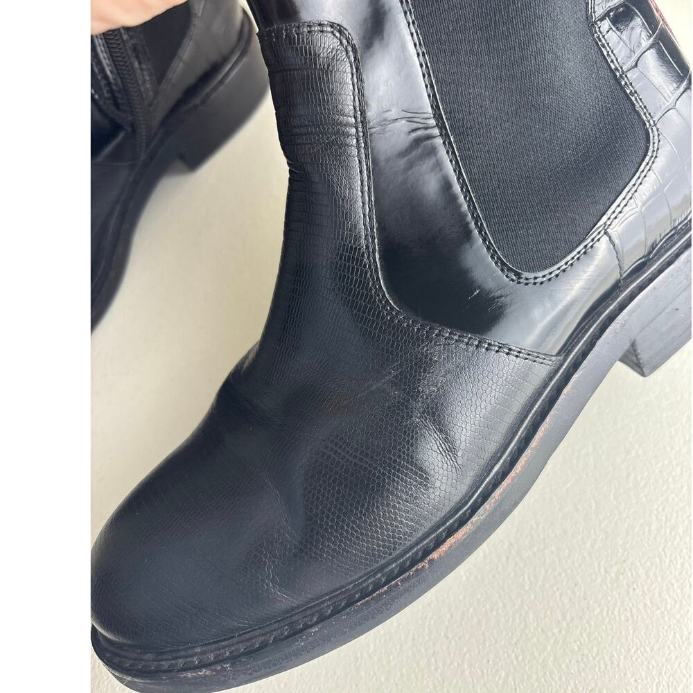 Jeffrey Campbell Edmond Black Lizard Chelsea Boot with Burgundy Accent Size 7.5 - Picture 13 of 13